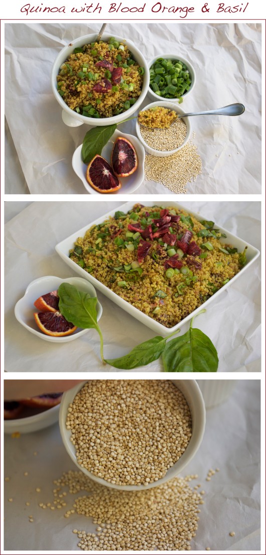 quinoa with tumeric, blood orange, green onion and spices