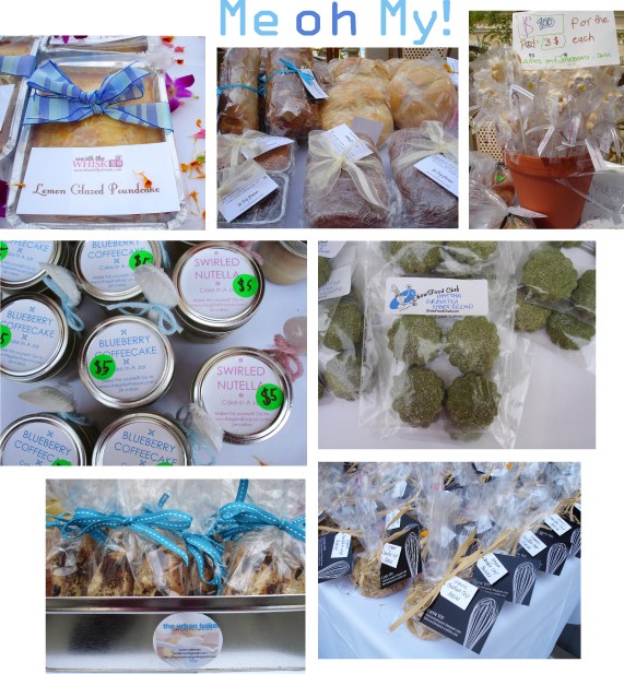 Various desserts and packaged baked goods from charity event