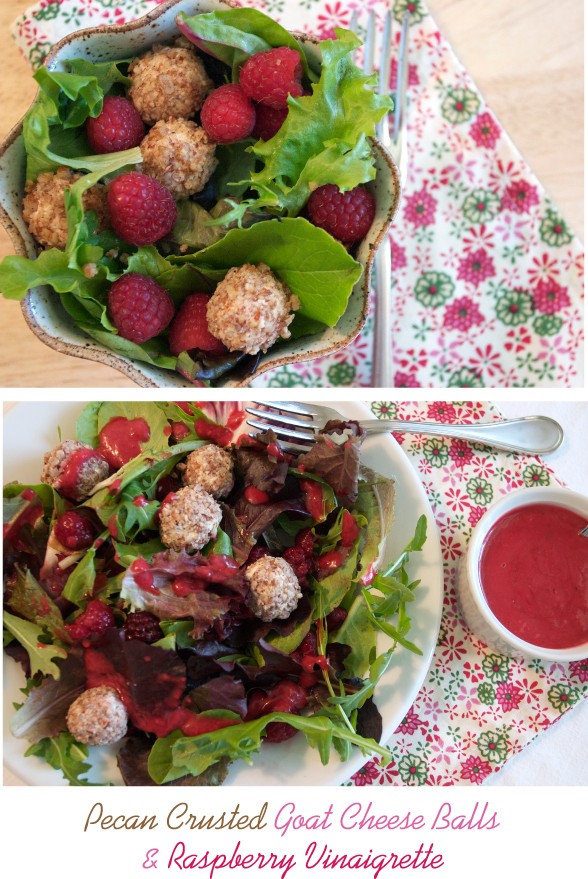 Summer salad with goat cheese and fresh raspberries