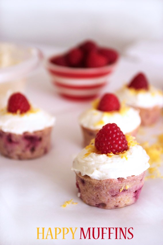 Healthy muffins with cream cheese frosting.