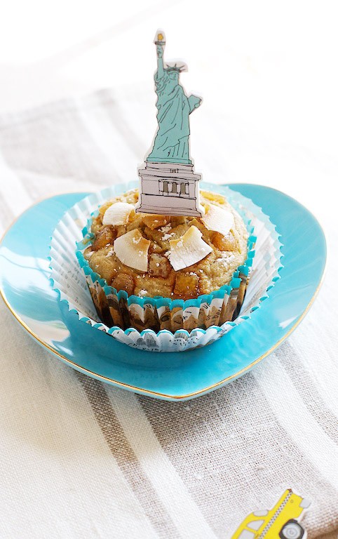 Gluten Free Chocolate Vanilla Cupcakes with Statue of Liberty topper