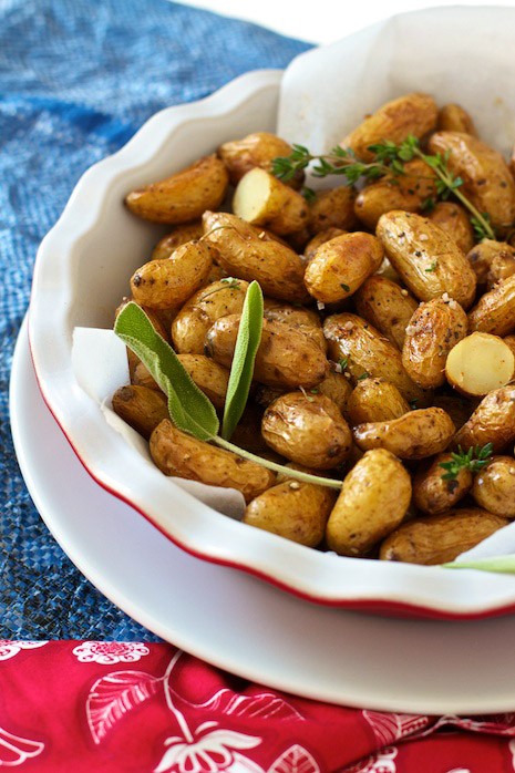 Small roasted potatoes recipe with herbs and seasonings. 
