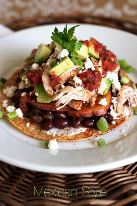 Thanksgiving leftovers in mexican tostada recipe by Marla Meridith
