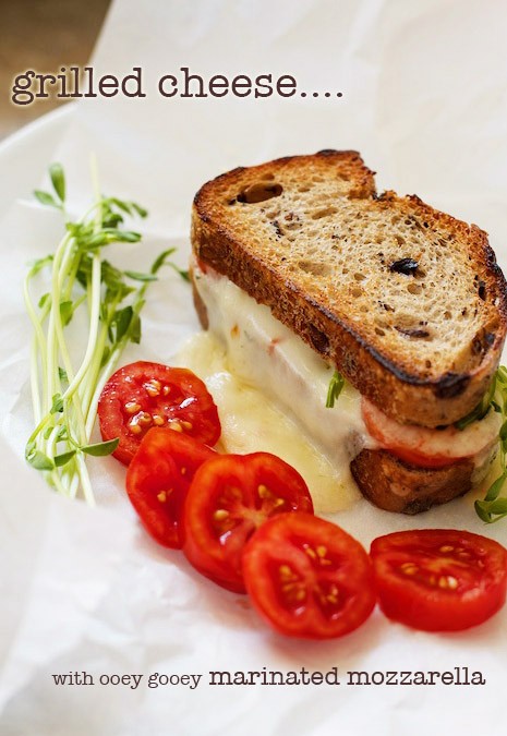 Grilled Cheese with Marinated Mozzarella | recipe on MarlaMeridith.com