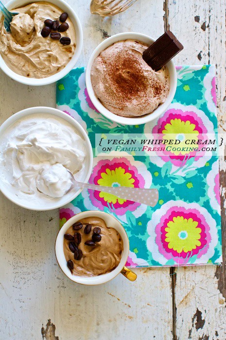 Vegan Coconut Whipped Cream {vanilla, mocha, coffee & chocolate flavors} | recipe on MarlaMeridith.com 