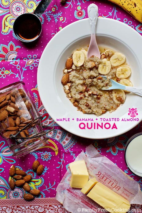 Maple Banana Toasted Almond Quinoa. You gotta try this breakfast #recipe MarlaMeridith.com ( @marlameridith )