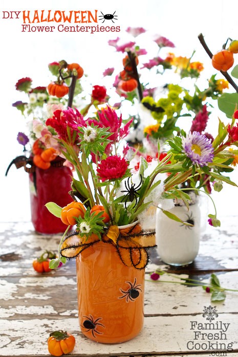 How to: Painted Mason Jar Halloween Flowers | MarlaMeridith.com
