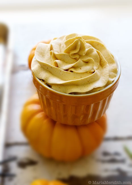 Vegan Pumpkin Whipped Cream...made with coconut cream. Get the recipe on MarlaMeridith.com