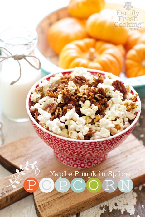 Maple Pumpkin Spice Popcorn #glutenfree | MarlaMeridith.com