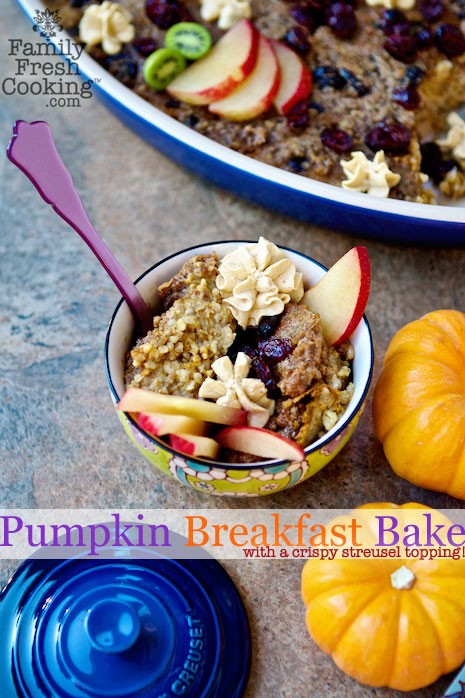 Pumpkin Breakfast Bake with Streusel Topping on MarlaMeridith.com #breakfast #recipe
