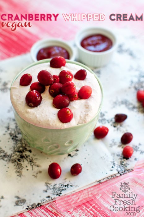 Vegan Cranberry Whipped Cream | Recipe on MarlaMeridith.com © MarlaMeridith.com #thanksgiving #christmas #holiday