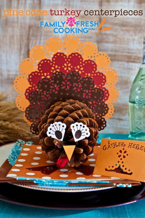 How To: Pine Cone Turkey Centerpieces | Thanksgiving Craft | on MarlaMeridith.com