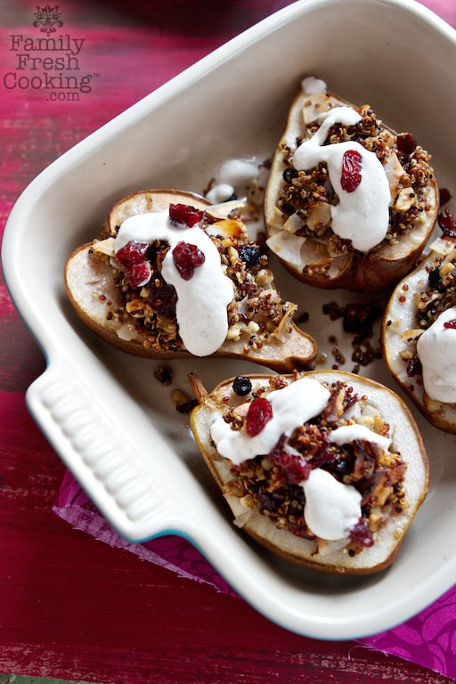 Vegan Quinoa Stuffed Pears #recipe | MarlaMeridith.com ( @marlameridith )