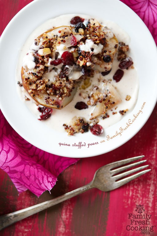 Vegan Quinoa Stuffed Pears | Vegan Recipe on MarlaMeridith.com