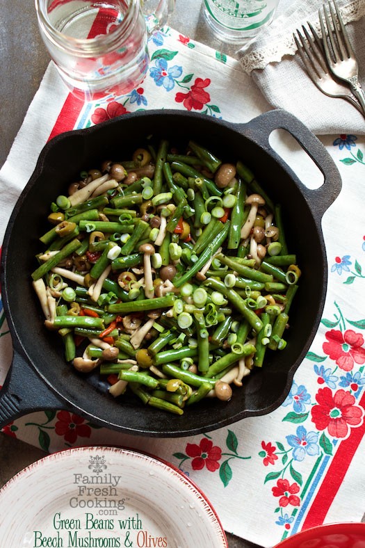 Green Beans with Beech Mushrooms & Olives