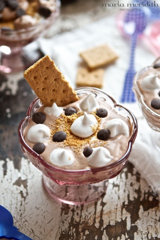 Skinny S'mores Pudding Parfaits | recipe on MarlaMeridith.com