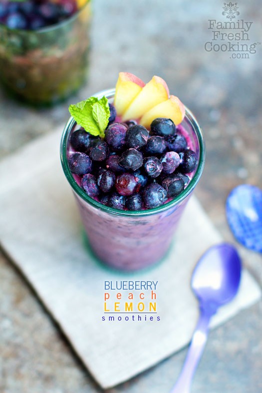 Blueberry Peachy Lemon Smoothies | MarlaMeridith.com
