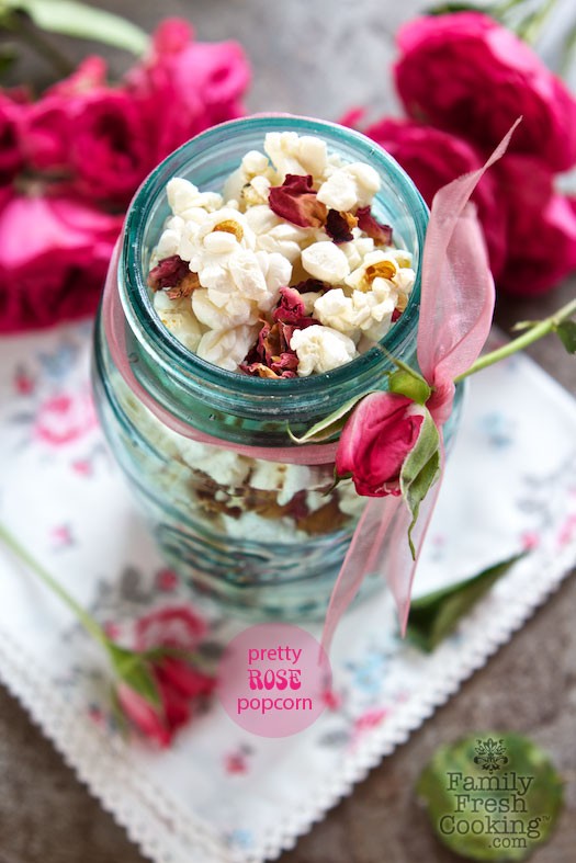 Pretty Rose Popcorn | for baby shower, tea party, bridal shower or wedding day | MarlaMeridith.com