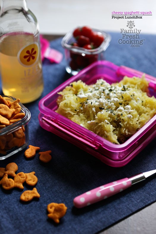 Cheesy Spaghetti Squash "Pasta" | MarlaMeridith.com #glutenfree #lunchbox #meatless #backtoschool