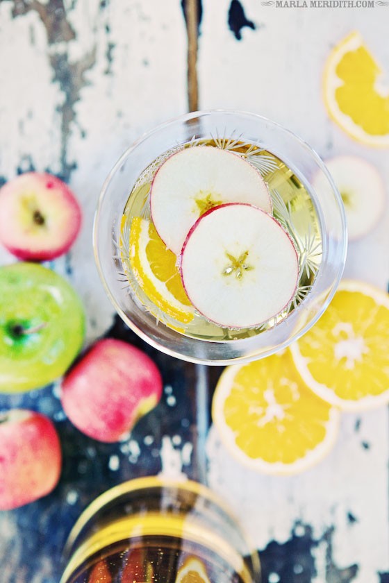 Try this refreshing Champagne Apple Punch recipe for New Year's Eve! MarlaMeridith.com