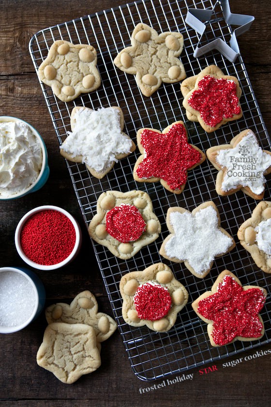Frosted Holiday Star Sugar Cookies | MarlaMeridith.com