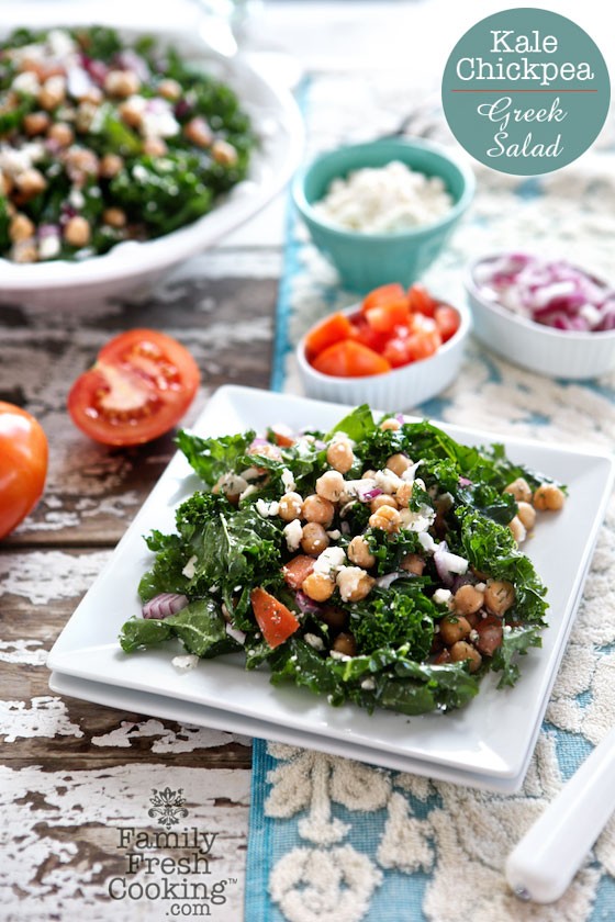 Kale Chickpea Greek Salad | MarlaMeridith.com
