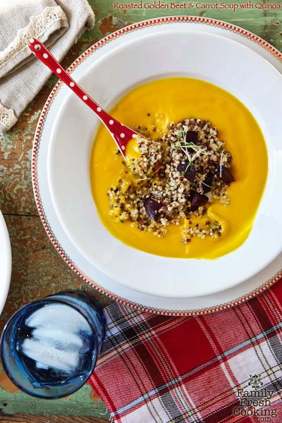 roasted golden beet & carrot soup with quinoa