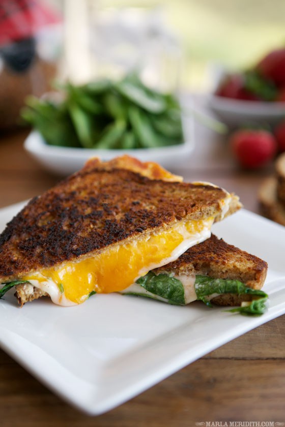 Grilled Cheese with Baby Spinach | MarlaMeridith.com