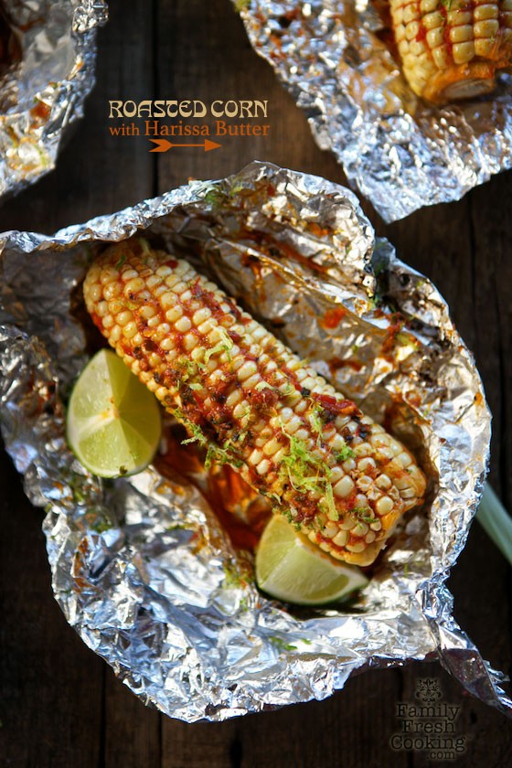 Roasted Corn with Harissa Butter | MarlaMeridith.com
