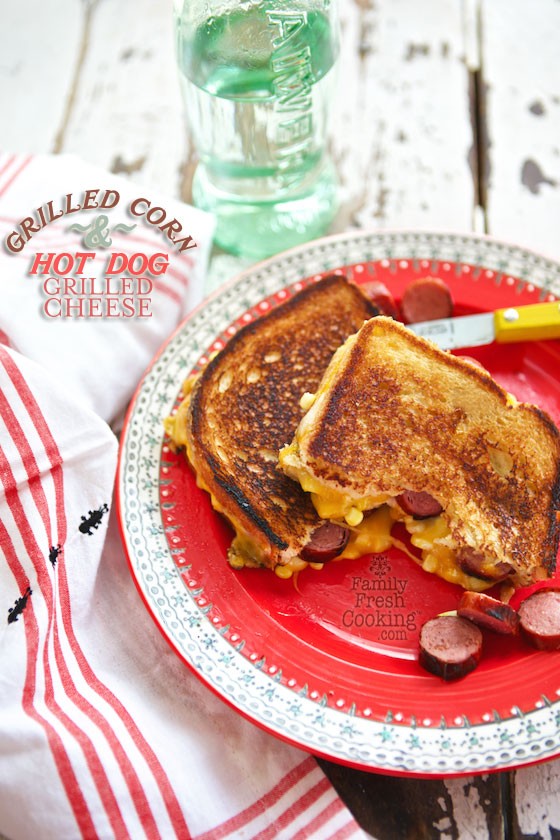 Grilled Corn & Hot Dog Grilled Cheese | MarlaMeridith.com