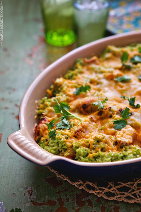 Cheesy Green Rice & Chicken Casserole | Mealtime Success! MarlaMeridith.com
