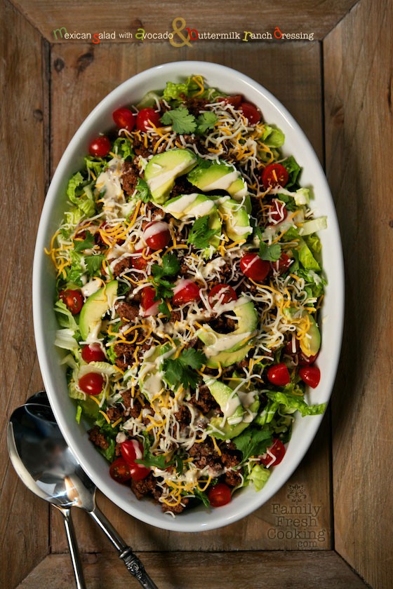 You've gotta try this delish Mexican Salad with Avocado & Buttermilk Ranch Dressing on MarlaMeridith.com