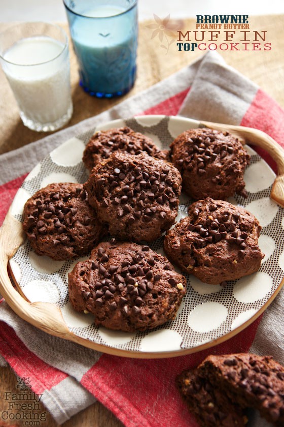 Brownie Peanut Butter Muffin Top Cookies | Soft & so chocolatey! MarlaMeridith.com