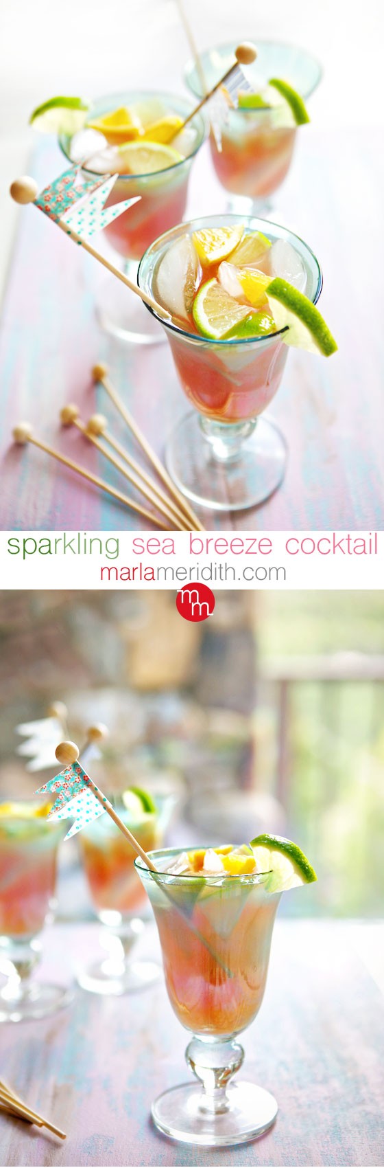 Sparkling Sea Breeze Cocktail | MarlaMeridith.com