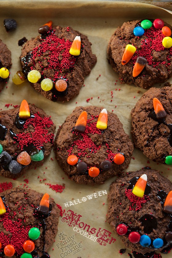 Halloween Chocolate Monster Cookies | MarlaMeridith.com