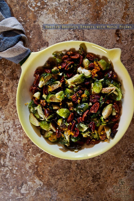 Roasted Brussels Sprouts with Maple Pecans | MarlaMeridith.com