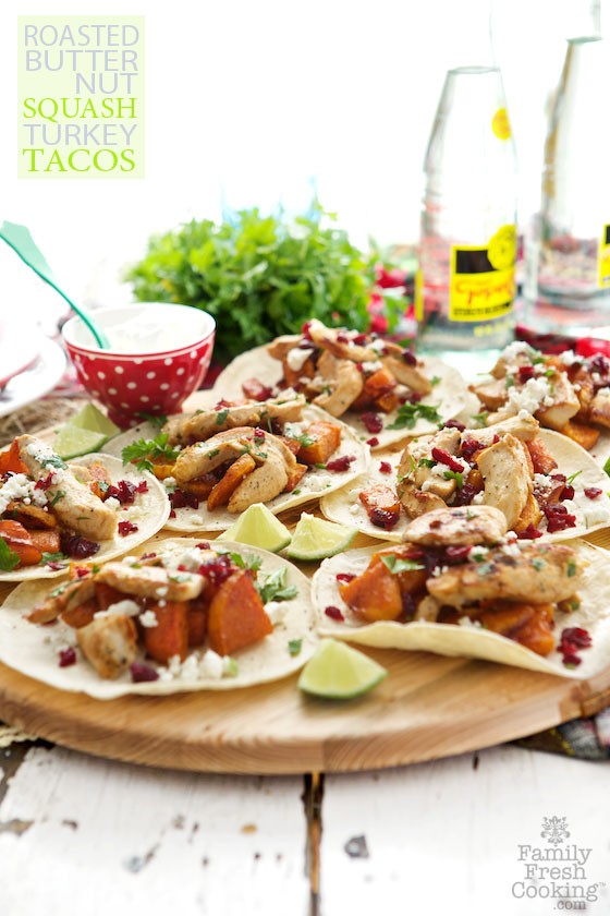 Thanksgiving Leftovers Roasted Butternut Squash & Turkey Tacos | MarlaMeridith.com