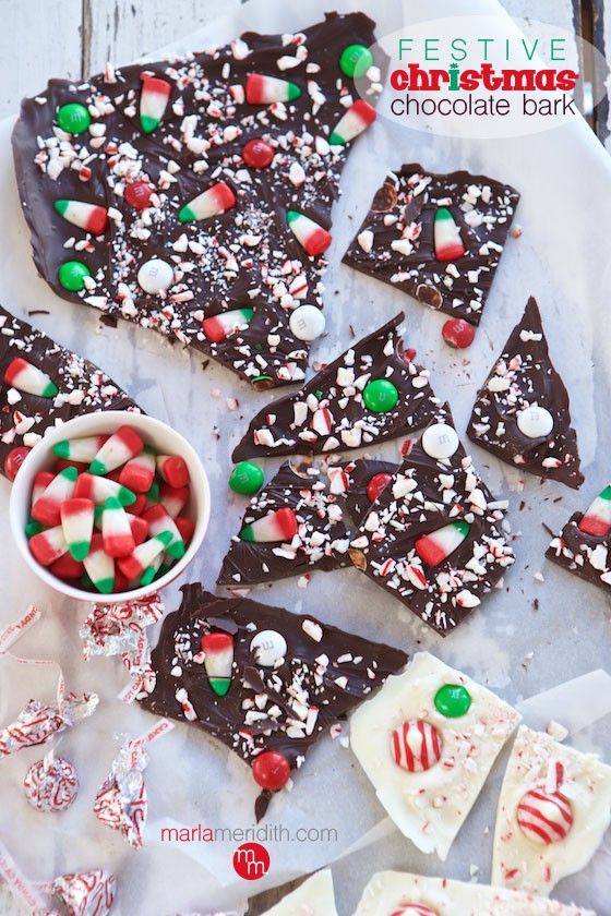 Festive Christmas Chocolate Bark | A simple holiday treat! MarlaMeridith.com