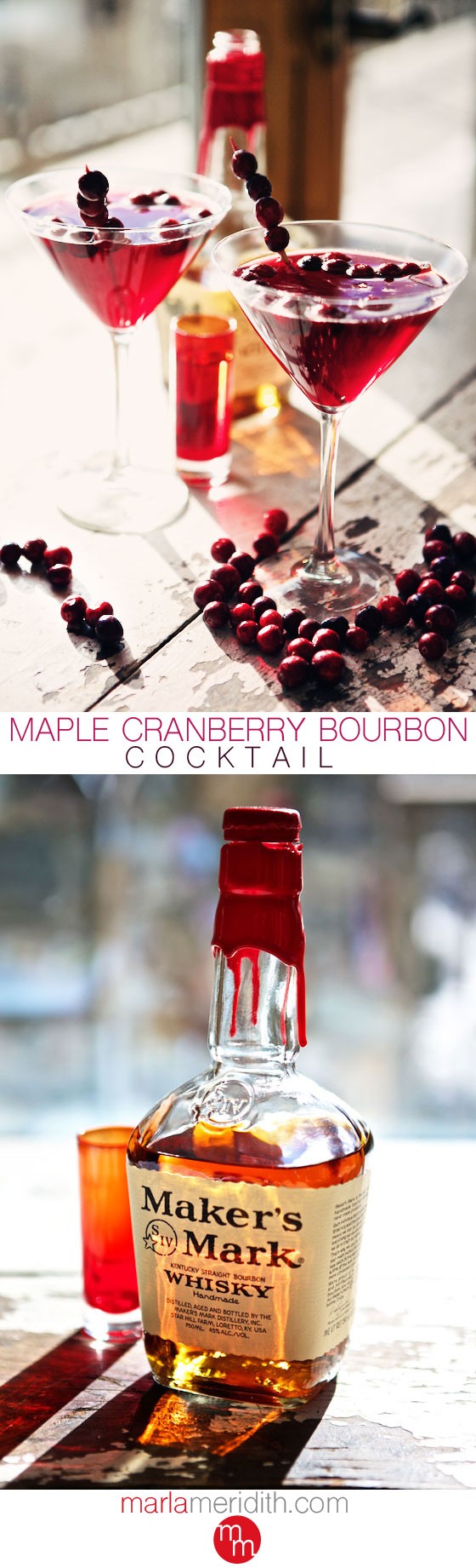 Maple Cranberry Bourbon Cocktail | MarlaMeridith.com