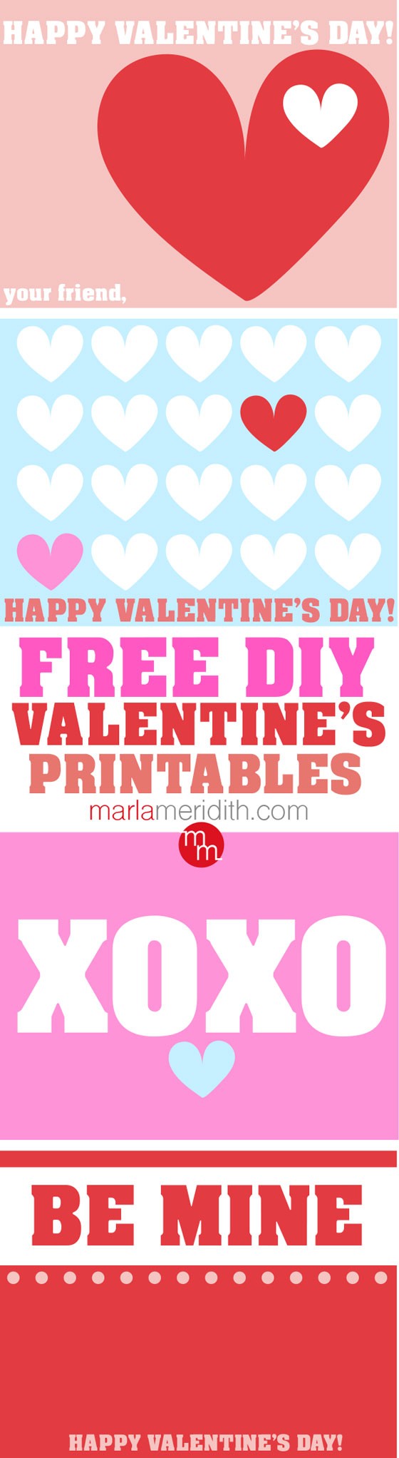 Free DIY Valentine's Printables | Perfect for school parties! MarlaMeridith.com