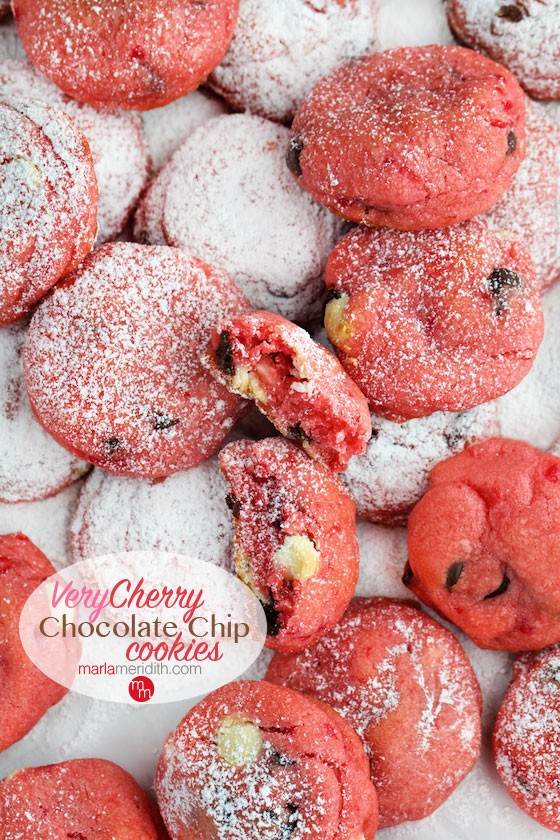 Very Cherry Chocolate Chip Cookies | MarlaMeridith.com ( @marlameridith ) #valentinesday