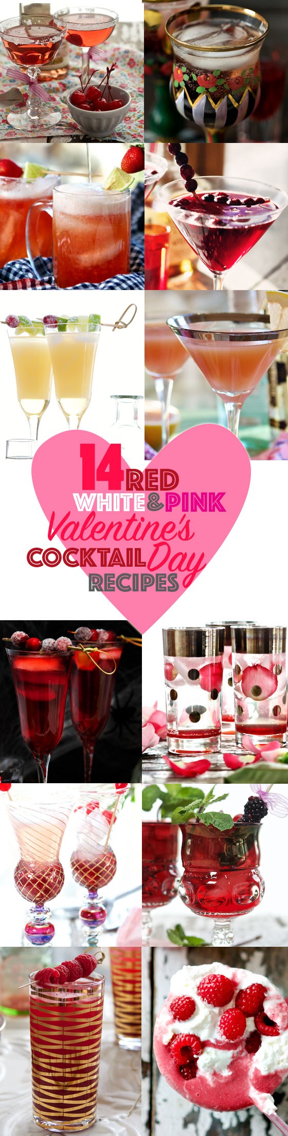 14 Red, White & Pink Valentine's Day Cocktail Recipes! MarlaMeridith.com #cocktails @MarlaMeridith