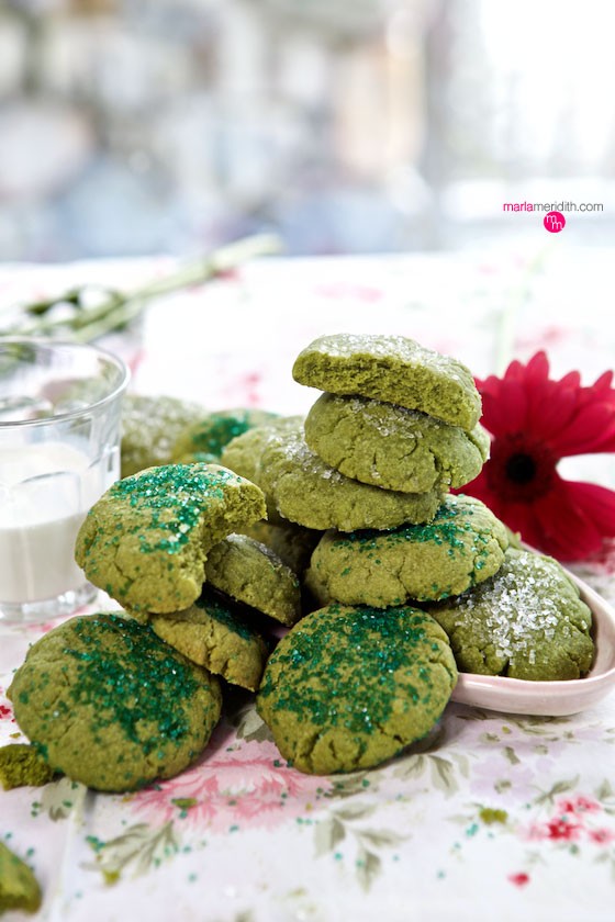 Matcha Shortbread Cookies recipe, bake some for St. Patrick's Day! MarlaMeridith.com