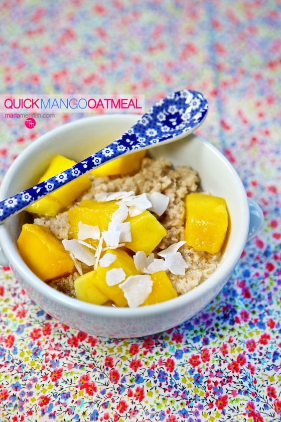 Quick Mango Oatmeal | MarlaMeridith.com #glutenfree #breakfast