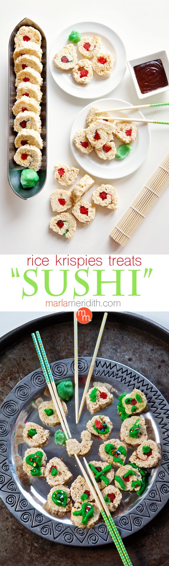 Rice Krispies Treats "Sushi" | Kids & adults will have so much fun with this dessert "sushi" | MarlaMeridith.com ( @marlameridith )