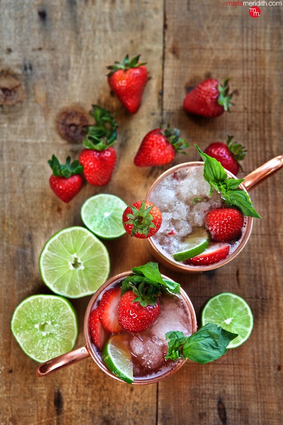 Strawberry Basil Moscow Mule recipe | MarlaMeridith.com