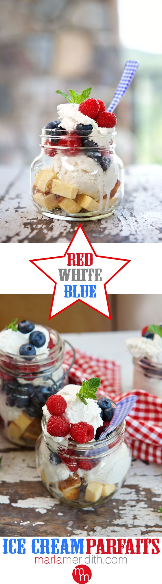 Red, White & Blue Ice Cream Parfaits | July 4th Dessert | MarlaMeridith.com ( @marlameridith )