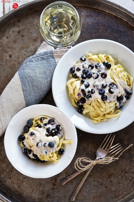 Creamy Blueberry Pasta #recipe | MarlaMeridith.com ( @marlameridith )