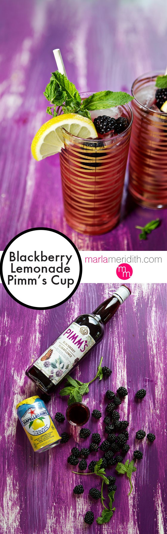 Blackberry Lemonade Pimm's Cup | A refreshing fruity cocktail! MarlaMeridith.com ( @marlameridith )