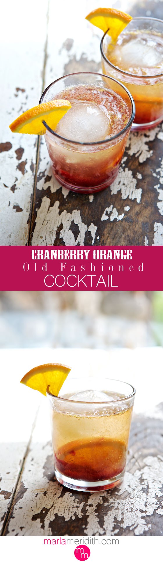 Cranberry Orange Old Fashioned Cocktail | MarlaMeridith.com ( @marlameridith )